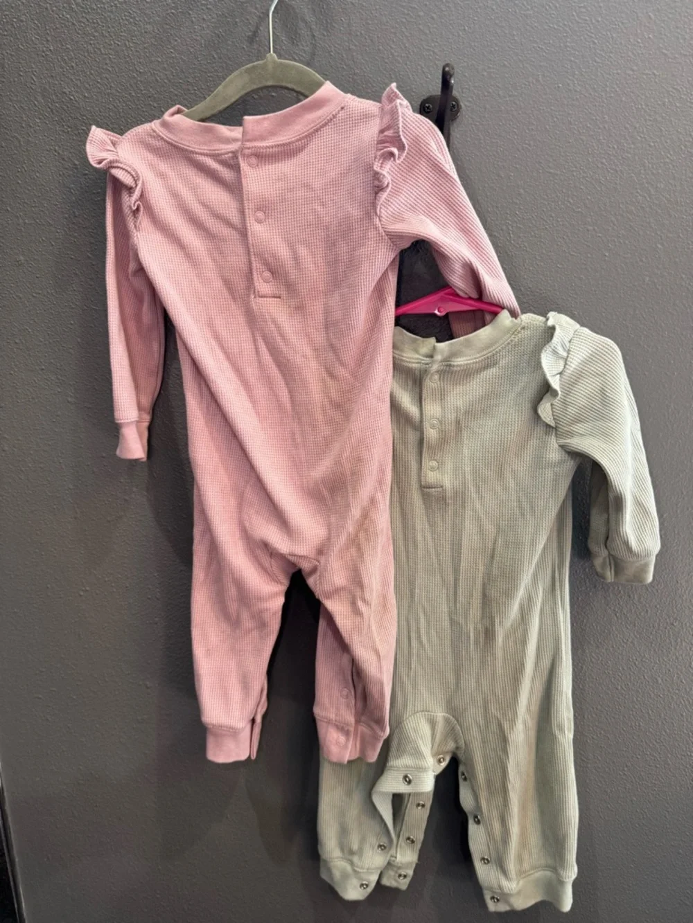 Carter's Ribbed Long-Sleeve Rompers with Shoulder Ruffle